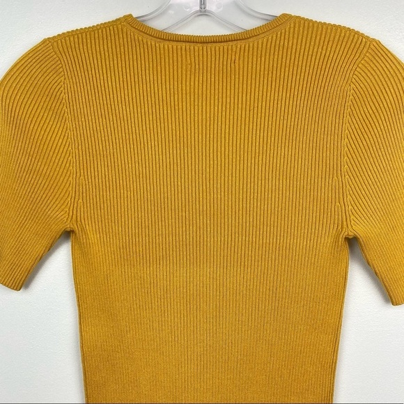 Anthropologie MAEVE Josefa Ribbed Short Sleeve Tee in Mustard Yellow - Picture 11 of 12